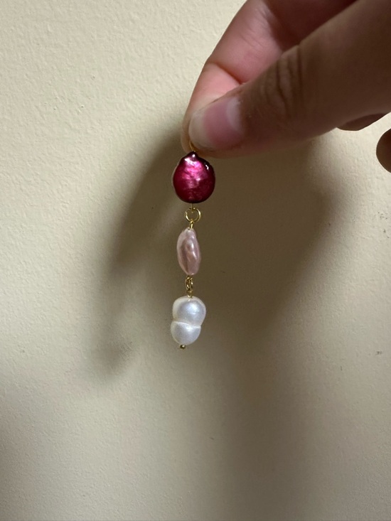 & Other Stories Jewelry - Handcrafted Pink & White Pearl Drop charm - Gold Accent